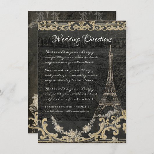 Routebeschrijving Eiffeltoren Krijt Typografie Kaart (Voorkant / Achterkant)