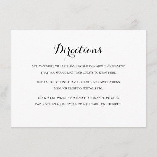 Routebeschrijving Kaart met Kaart in Zwart & Wit (Voorkant)