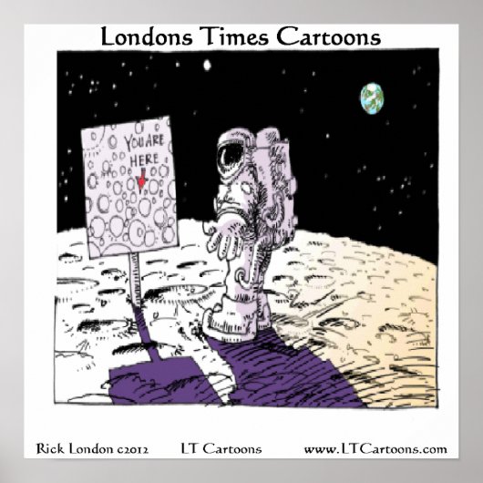 Routebeschrijving Op De Maan Grappige Poster (Voorkant)