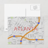 Routekaart Atlanta Peachtree Briefkaart (Voorkant / Achterkant)