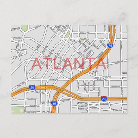 Routekaart Atlanta Peachtree Briefkaart (Voorkant)