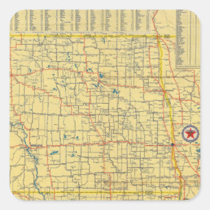Routekaart N & S Dakota Vierkante Sticker
