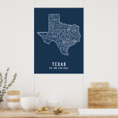 Routekaart van de Amerikaanse staat Texas - de Lon Poster (Keuken)