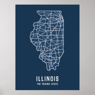 Routekaart van de staat Illinois - de kaart van de Poster