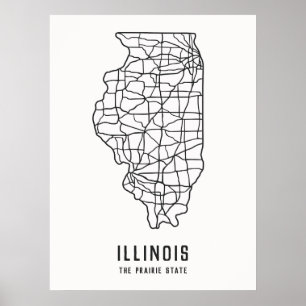 Routekaart van de staat Illinois - de kaart van de Poster