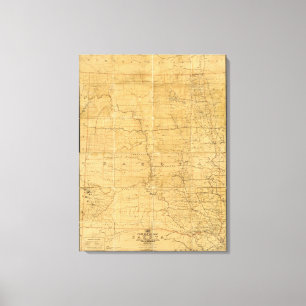 Routekaart van het gebied Dakota na de vlucht Canvas Afdruk