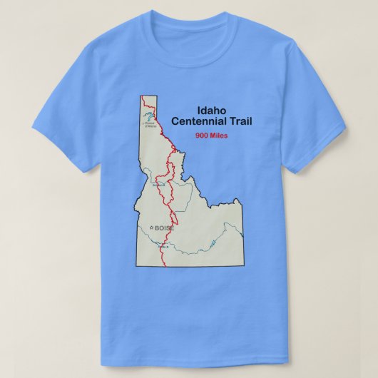 Routekaart van Idaho Centennial Trail TShirt (Design voorkant)