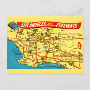 Routekaart van Los Angeles naar Californië Briefkaart