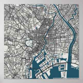 Routekaart van Tokio Poster