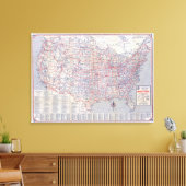 Routekaart Verenigde Staten Canvas Afdruk (Insitu (Woonkamer))