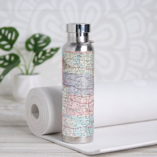 routekaart voor midwest-amerika waterfles