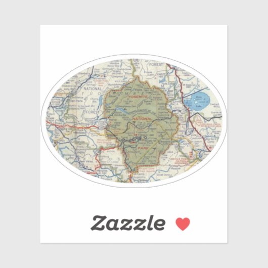  routekaart voor Yosemite NP Sticker (Vel)