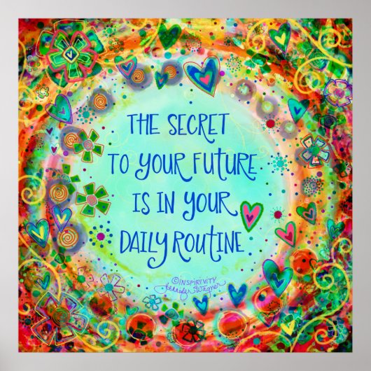 routine citaat Abstracte Bloemen Inspirerend Poster (Voorkant)