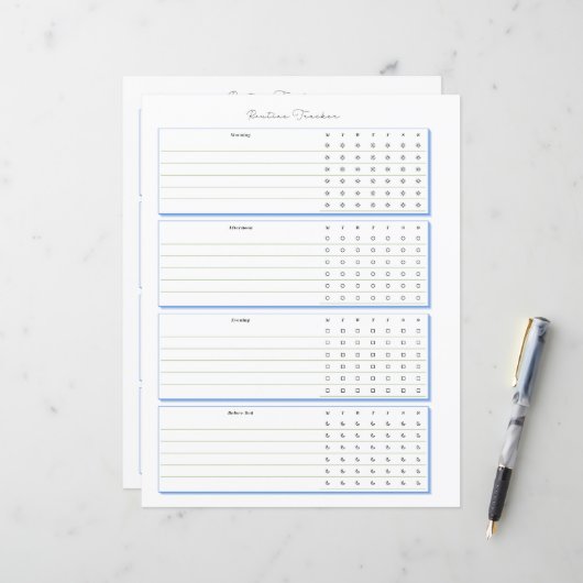 Routinematige Volgpagina voor Wekelijkse Planning (Voorkant / Achterkant in situ)