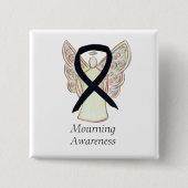 Rouw Bewustzijn Zwart Lint Custom Pin Button (Voorkant)