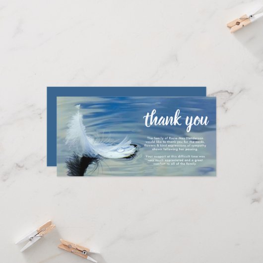 Rouw Dank U | Overlijden Witte Veer Kaart (Voorkant / Achterkant in situ)