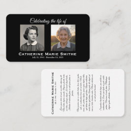 Rouw- of herdenkingsdubbelbeeld visitekaartje