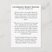 Rouwadvertentie of herdenkings dubbelbeeld (Achterkant)