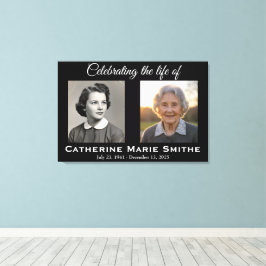 Rouwadvertentie of Herdenkings Dubbelbeeld Canvas Afdruk