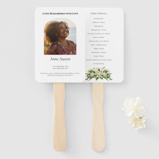 Rouwbord Programma Waier Spiritueel & Vertroostend Handwaaier (Voorkant en achterkant)