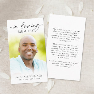 Rouwcard met foto en gebed In Loving Memor Visitekaartje