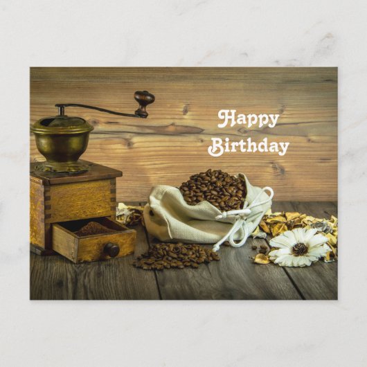 Rouwe Koffiemolen Foto Verjaardag Briefkaart (Voorkant)