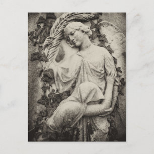 Rouwen met engel, herdenking, begrafenis briefkaart