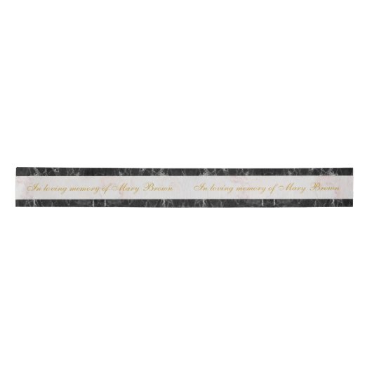 Rouwend zwart marmer wit marmer gouden script lint (Voorkant)