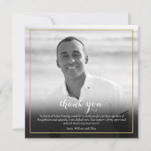 Rouwfoto Zwart en Wit Elegant Vierkant Bedankkaart (Voorkant)