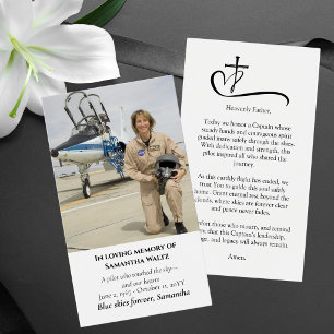 Rouwfotopogebed voor Piloot Moderne Luchtvaart Visitekaartje