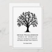 Rouwgedenkteken Zwarte en Witte Boom des Levens Bedankkaart (Voorkant / Achterkant)