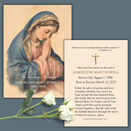 Rouwgedenkwaard Droevige Maria Biddend Visitekaartje