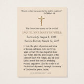 Rouwgedenkwaard Droevige Maria Biddend Visitekaartje (Achterkant)