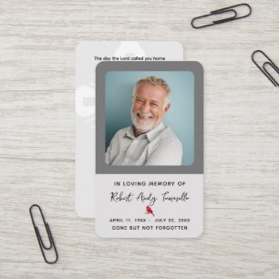 Rouwkaart met foto voor kardinaal visitekaartje
