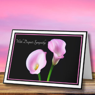 Rouwkaart met roze Calla-lelies Kaart