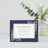 Rouwkaart Navyblauw Goud Groen Begrafenis Bedankt (Staand voorkant)