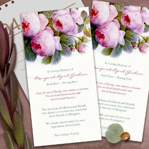Rouwkaarten Botanische Rozen in Roze Bedankkaart