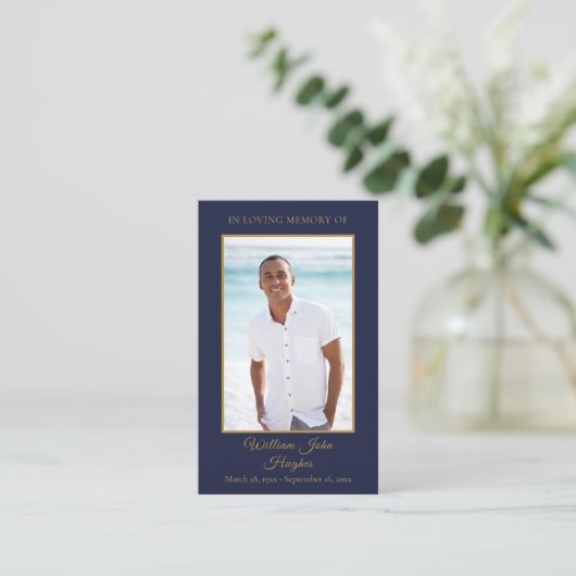 Rouwkaarten met Gebed en Foto ter Nagedachtenis in Visitekaartje (Staand voorkant)