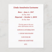 rouwkaarten rode bloem (Achterkant)