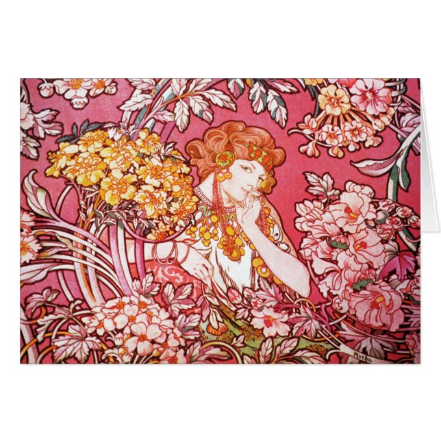 Roux parmi des fleurs, Alphonse Mucha (Devant horizontal)