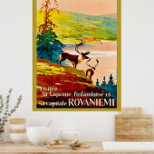 Rovaniemi, Finland, rendeers aan de kust Poster (Keuken)