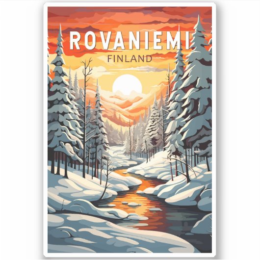 Rovaniemi Finland Travel Art Vintage Sticker (Voorkant)