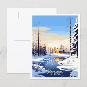 Rovaniemi Finland vintage reisillustratie Briefkaart