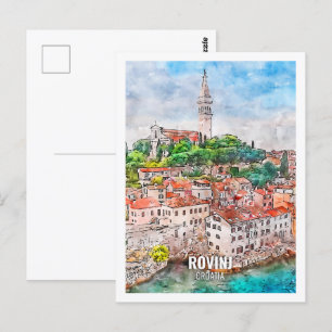 Rovinj Kroatië Beroemde Reisplaats Waterverf Briefkaart