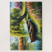 Row Boat in vijver in de buurt van wilgenboom Legpuzzel (Verticaal)