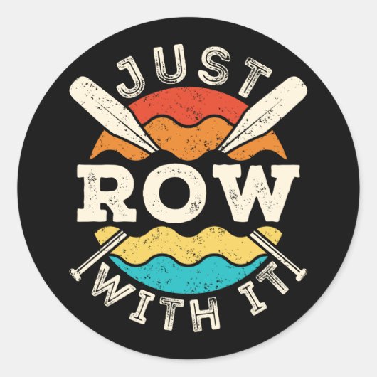 Row gewoon met het grappige roeiteam ronde sticker (Voorkant)