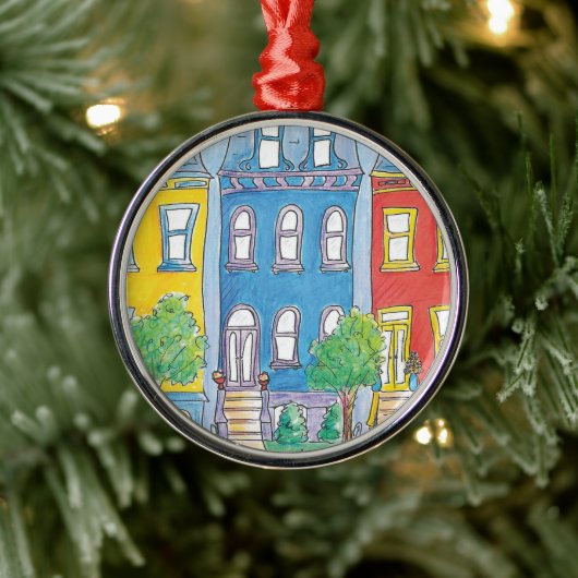 Row Houses Metalen Ornament (Boom)