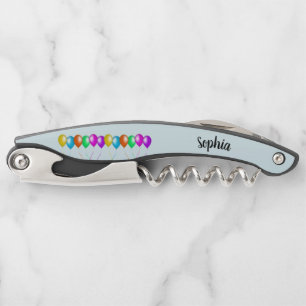 Row van kleurrijke heldere ballonnen, blauw kurkentrekker