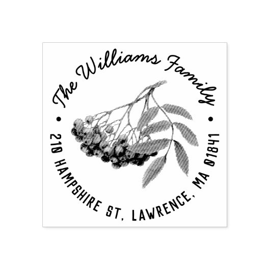 Rowan Berry Branch Retouradresstempel Rubberstempel (Afrduk)