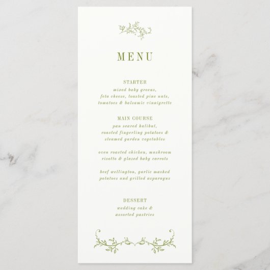 ROWAN | Green Botanical Wedding Menu (Voorkant)